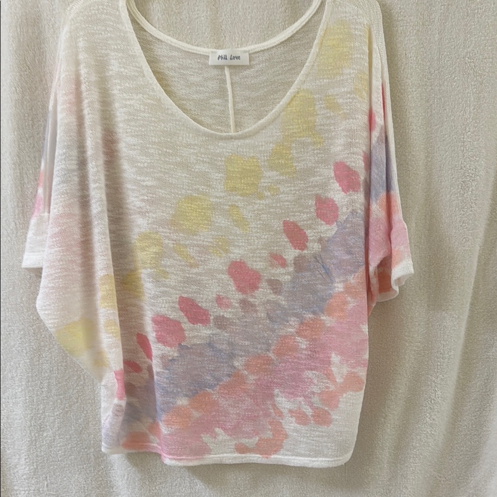 Pink and Yellow Boxy Short Sleeve Blouse